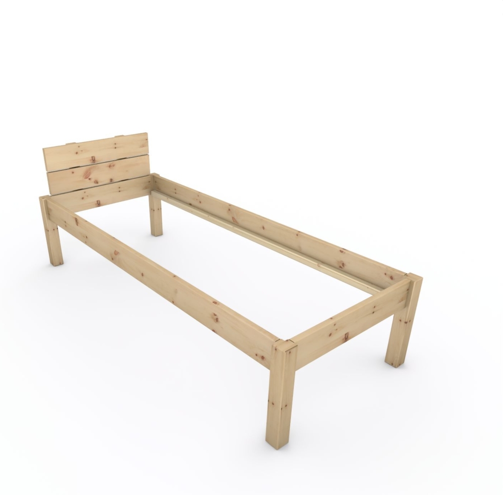 Pfostenbett "metallarm" Zirbe Holzbett "Daybett" 80 x 210cm 48cm Einzelbett Bild 1