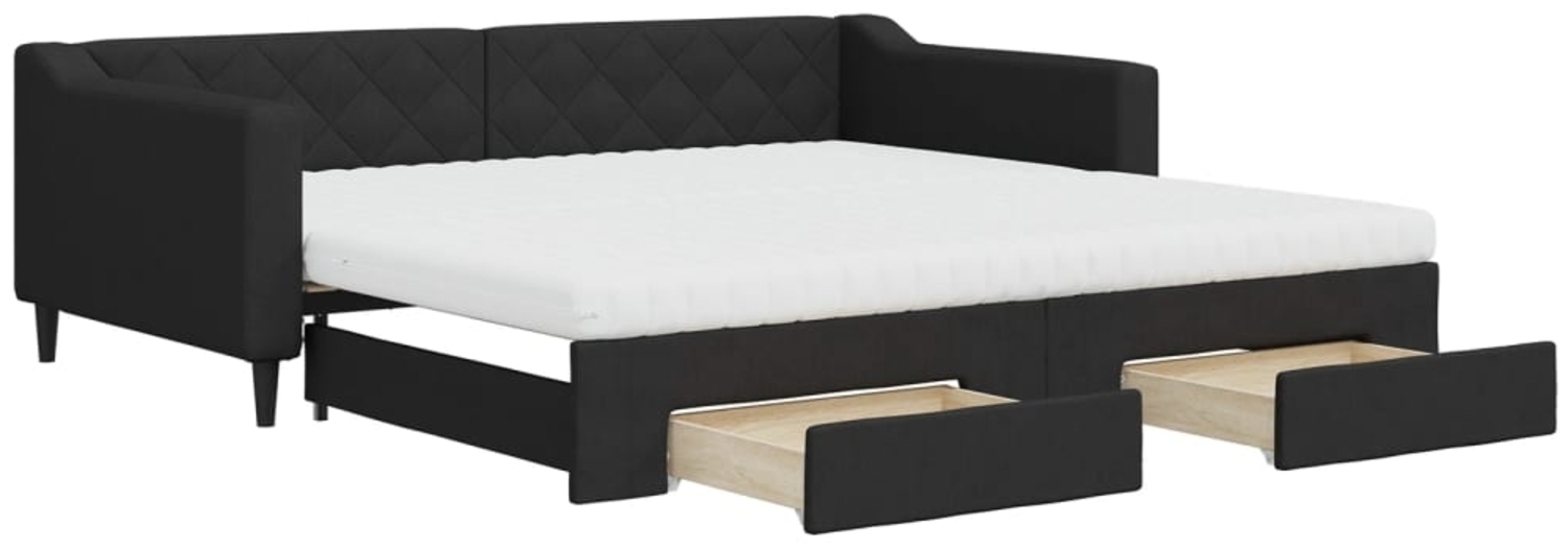 vidaXL Tagesbett Ausziehbar mit Schubladen Schwarz 100x200 cm Stoff 3197487 Bild 1