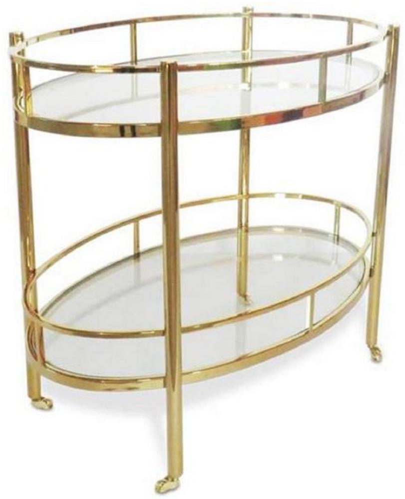 Casa Padrino Luxus Servierwagen Gold 70 x 47 x H. 77 cm - Edelstahl Trolley mit gehärteten Glasplatten - Hotel & Gastronomie Accessoires Bild 1