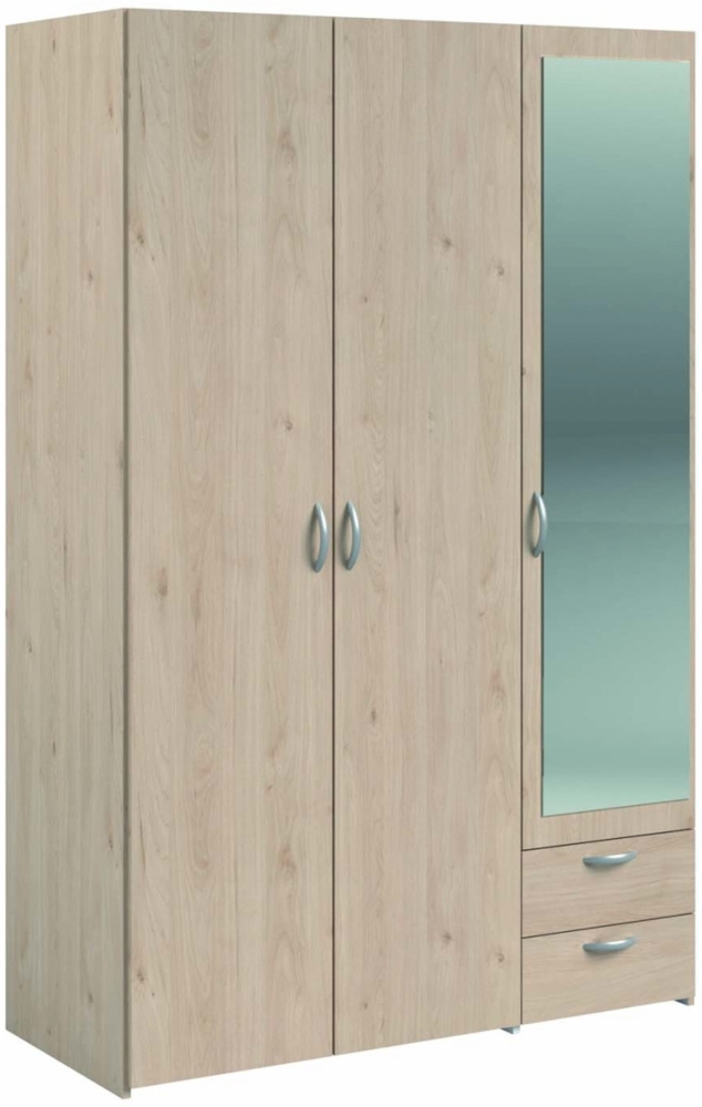 Daily 14 Parisot Eleganter Kleiderschrank 3-türig in Braun mit Spiegel 120x185x51cm Bild 1