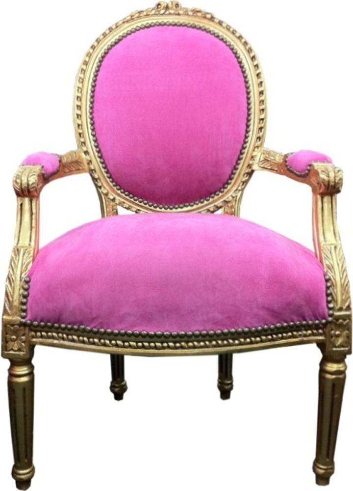 Casa Padrino Barock Salon Stuhl Rosa / Gold Mod2 Bild 1