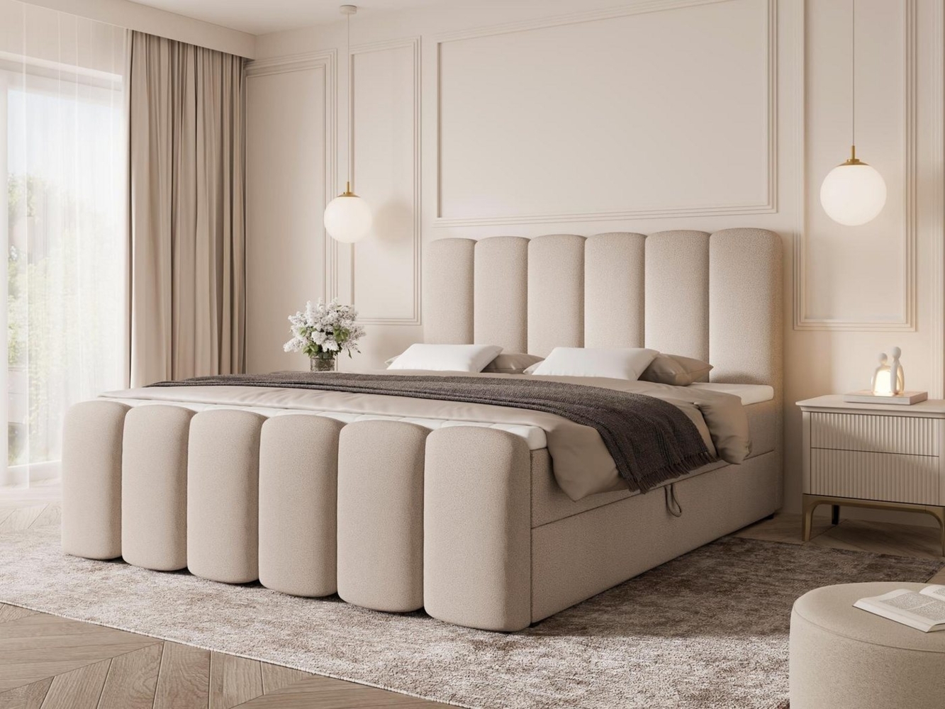 Compleo Boxbett Wolkenbett, Bequem H3, Doppelbett gepolstertes Kopfteil mit Bettkasten Bild 1