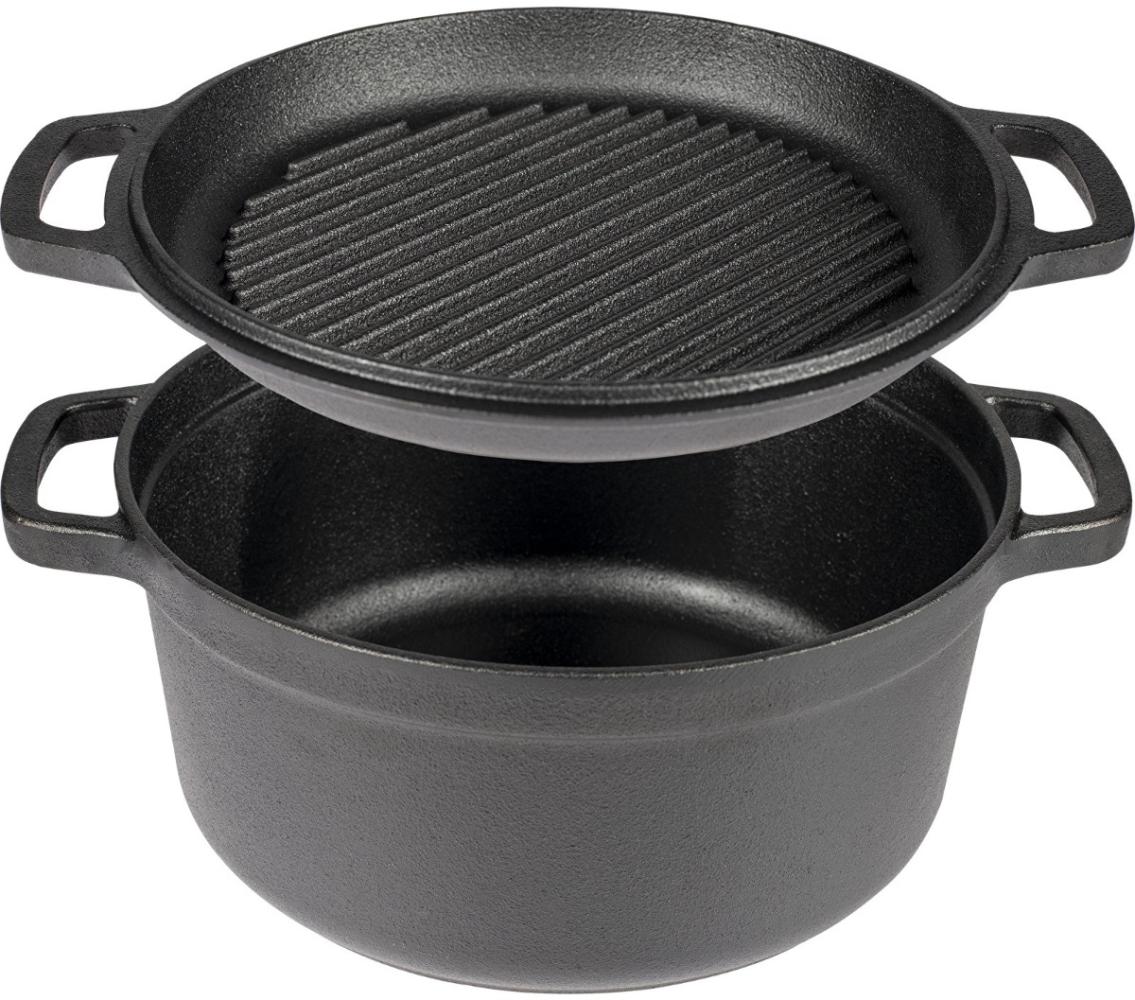 Browin 330527 Gusseisentopf mit Pfanne, 3,5 L / Schmortopf mit Grillpfanne Bild 1