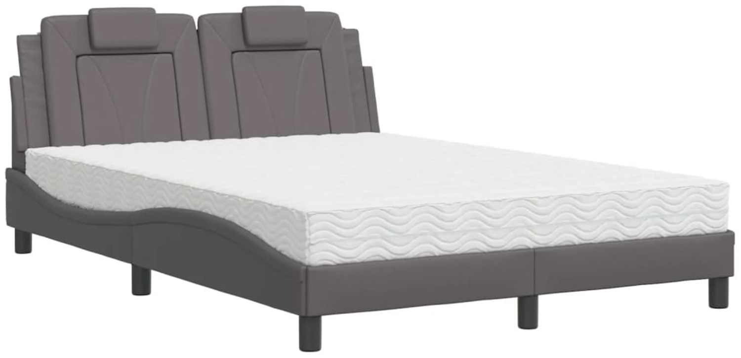 vidaXL Bett "Viana" mit Matratze Grau 140x190 cm Kunstleder 3208792 Bild 1