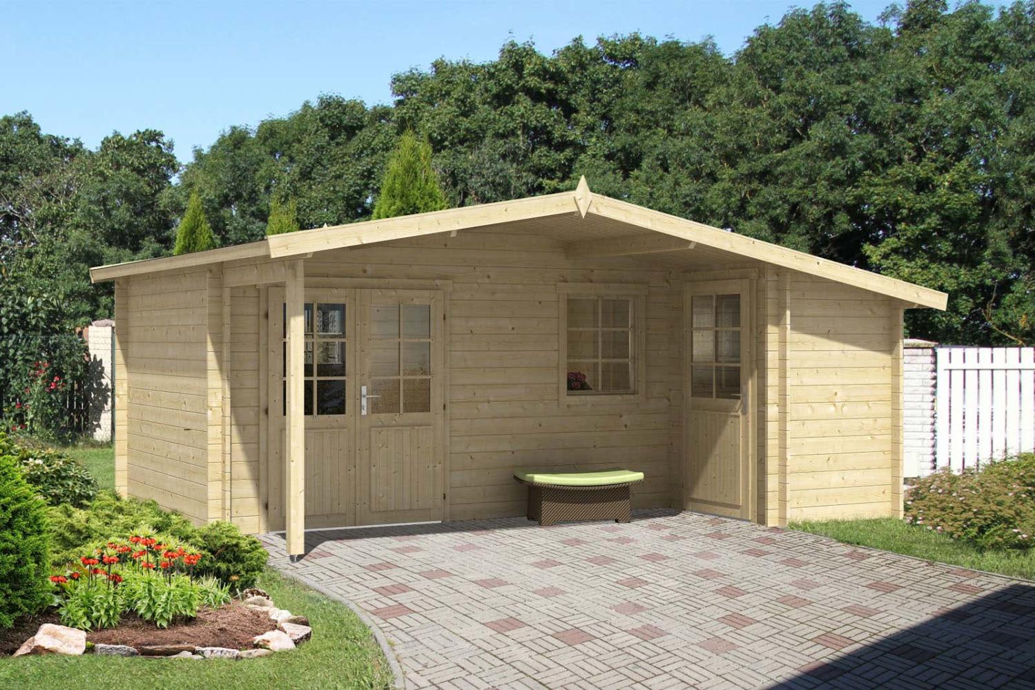 Alpholz Gartenhaus Nordkapp-40 A Gartenhaus aus Holz Holzhaus mit 40 mm Wandstärke Blockbohlenhaus mit Montagematerial Bild 1