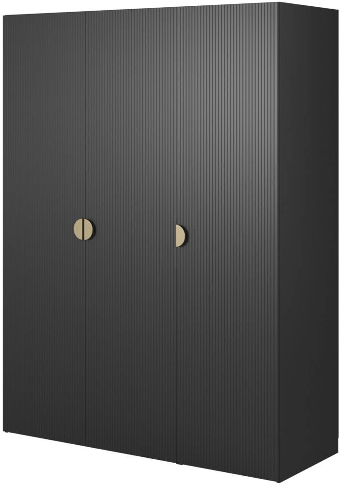 Selsey 'Moonir' Kleiderschrank 3-türig mit 2 Kleiderstangen, schwarz 200 x 150 x 57 cm Bild 1