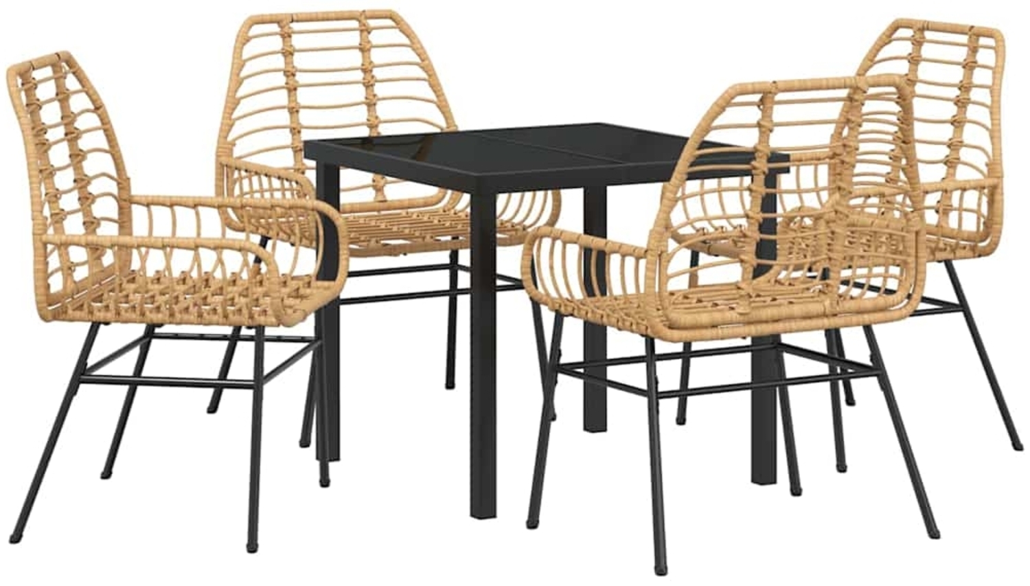 vidaXL Garten Essgruppe 5 pcs Braun Poly-Rattan 3380849 Bild 1