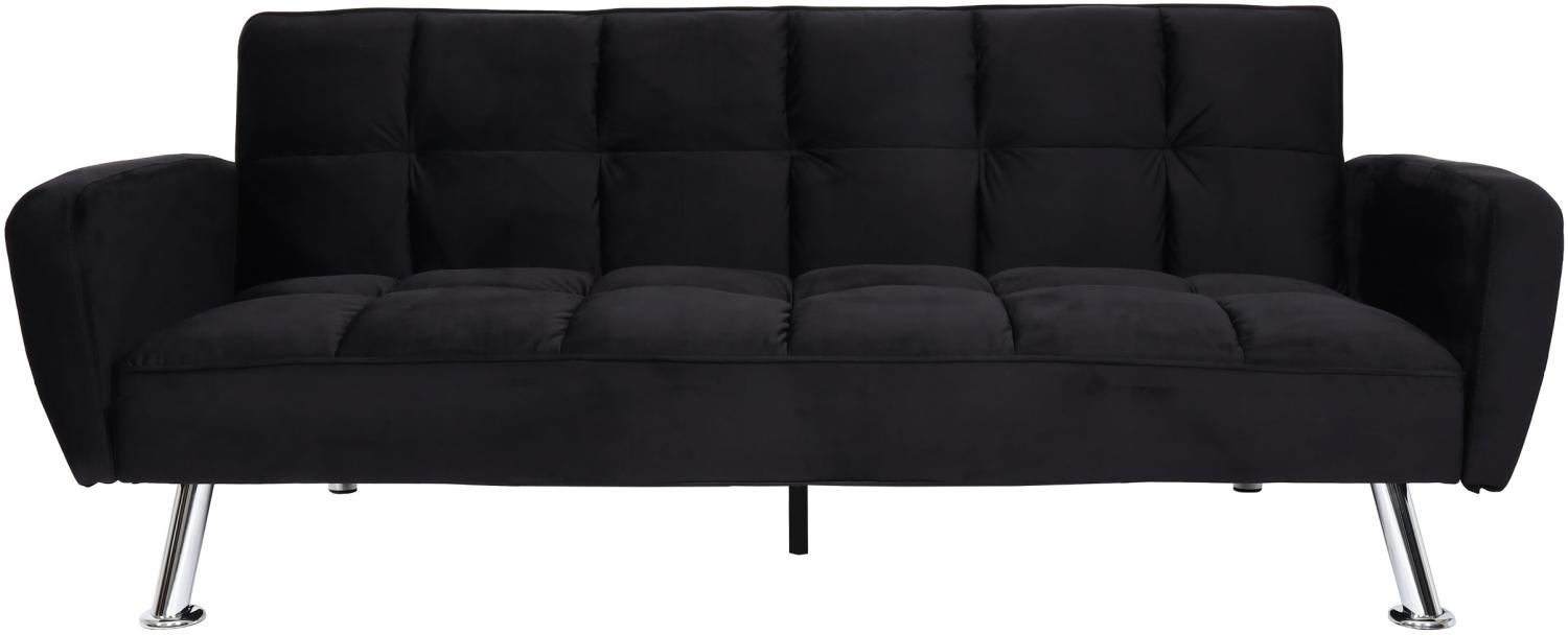 Sofa HWC-K19, Couch Schlafsofa Gästebett Bettsofa Klappsofa, Nosagfederung Schlaffunktion 203cm ~ Samt schwarz Bild 1