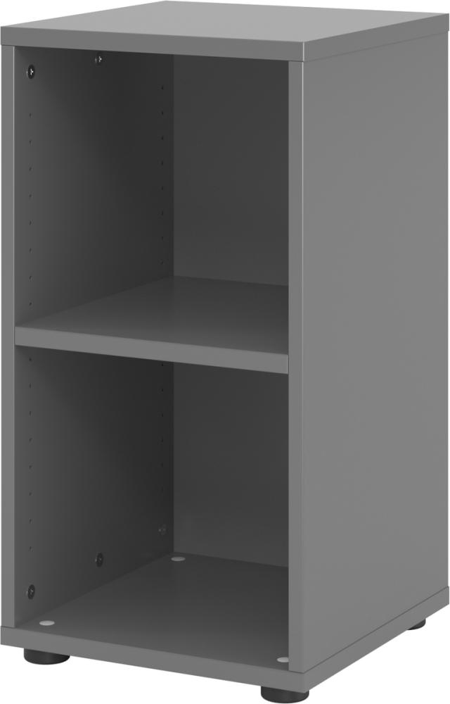 bümö Regal graphit, Standregal aus Holz für 2 Ordnerhöhen - Bücherregal klein 40 cm schmal, Aktenregal für Ordner & Bücher, kleines Büroregal, Holzregal, Ordnerregal, Buchregal Dachschräge, 924RE-G Bild 1