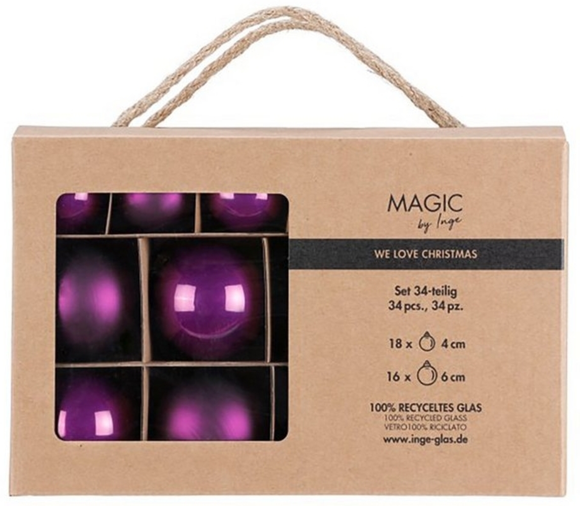 MAGIC by Inge Weihnachtsbaumkugel, Weihnachtskugeln Glas 4-6cm Mix 34er Set - Purple Symphony Bild 1