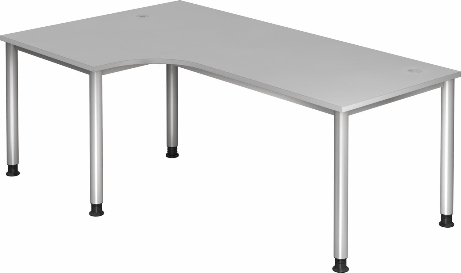 bümö höhenverstellbarer Eckschreibtisch H-Serie 200x120 cm in grau, Gestell in Silber - Schreibtisch L Form, großer Tisch für's Büro, Computertisch höhenverstellbar, HS-82-5 Bild 1