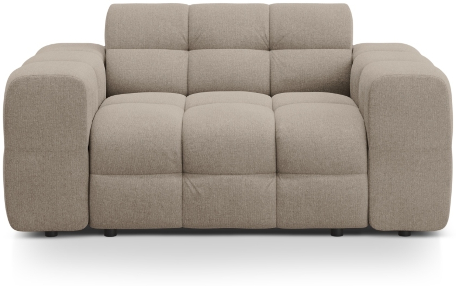 Micadoni Sofa Kendal 2-Sitzer Strukturierter Stoff Dunkelbeige Buchenholz schwarz Bild 1