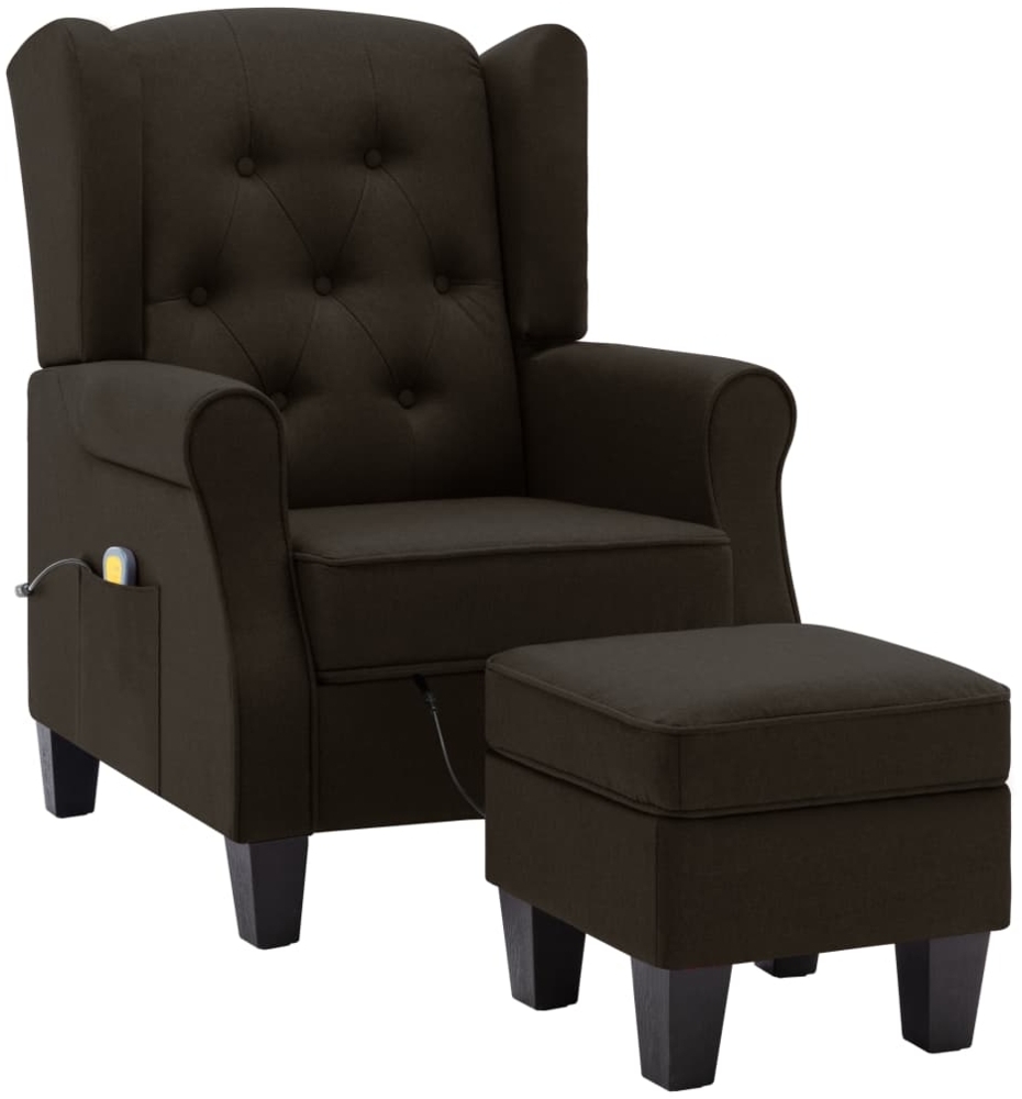 vidaXL Massagesessel mit Hocker Dunkelbraun Stoff 320166 Bild 1