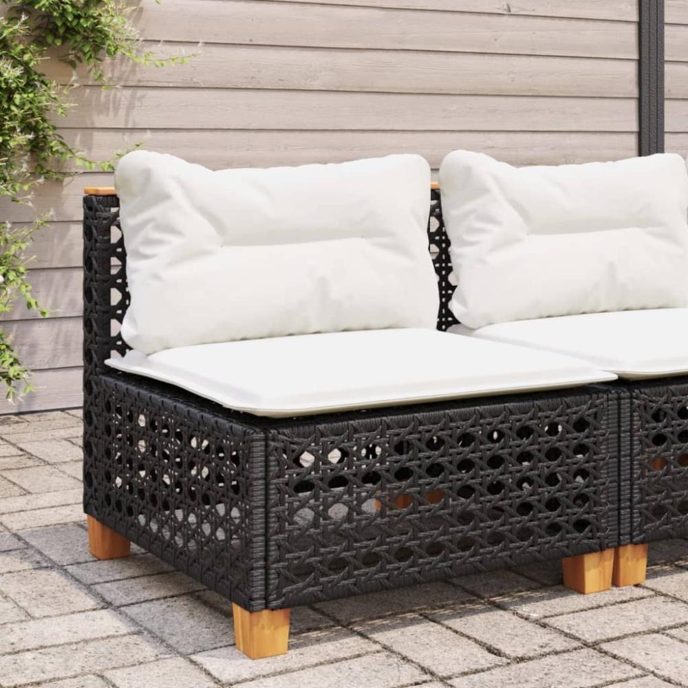 vidaXL Gartensofa ohne Armlehnen mit Kissen Schwarz Poly Rattan 365926 Bild 1