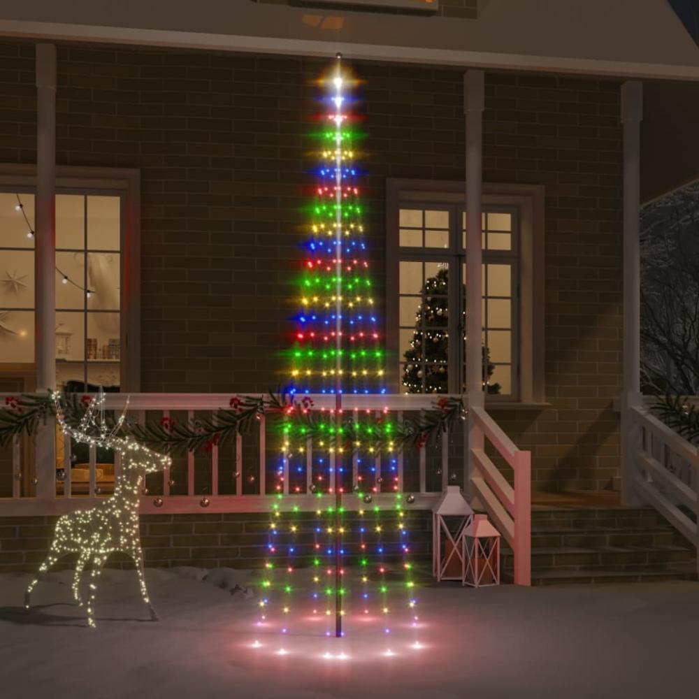 vidaXL LED-Weihnachtsbaum für Fahnenmast Mehrfarbig 310 LEDs 300 cm 343525 Bild 1