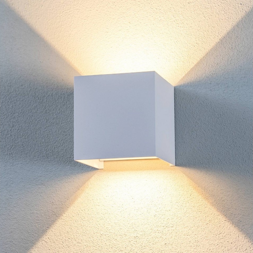 Lindby Außen-Wandleuchte Nivar, LED, Metall, Weiß warmweiß IP54, 1x5,4 W LED, warmweiß Bild 1
