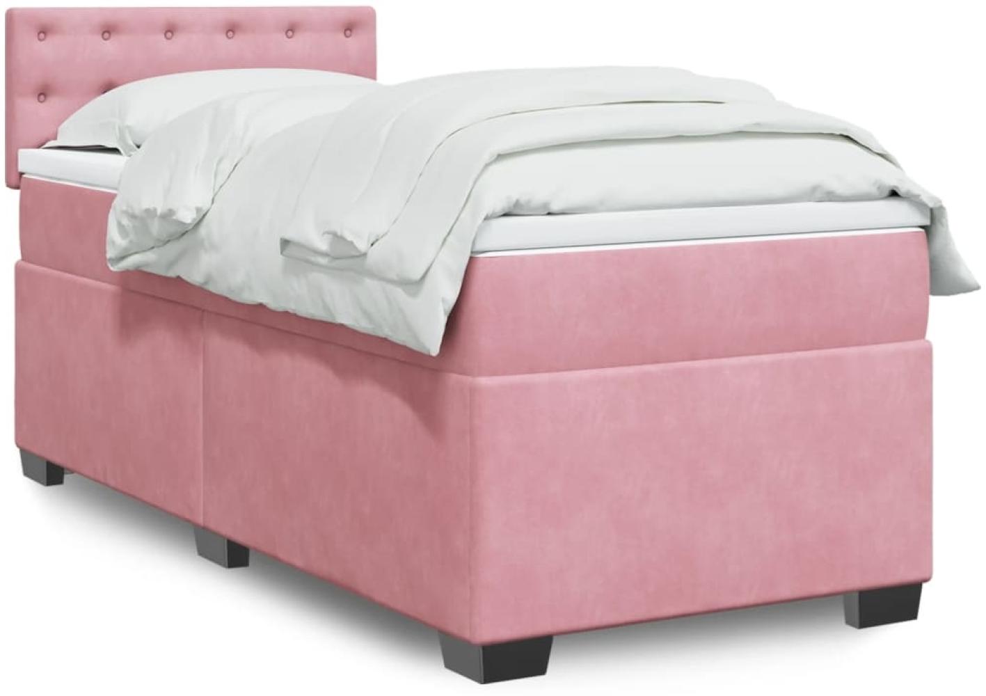 vidaXL Boxspringbett mit Matratze Rosa 100x200 cm Samt 3288551 Bild 1