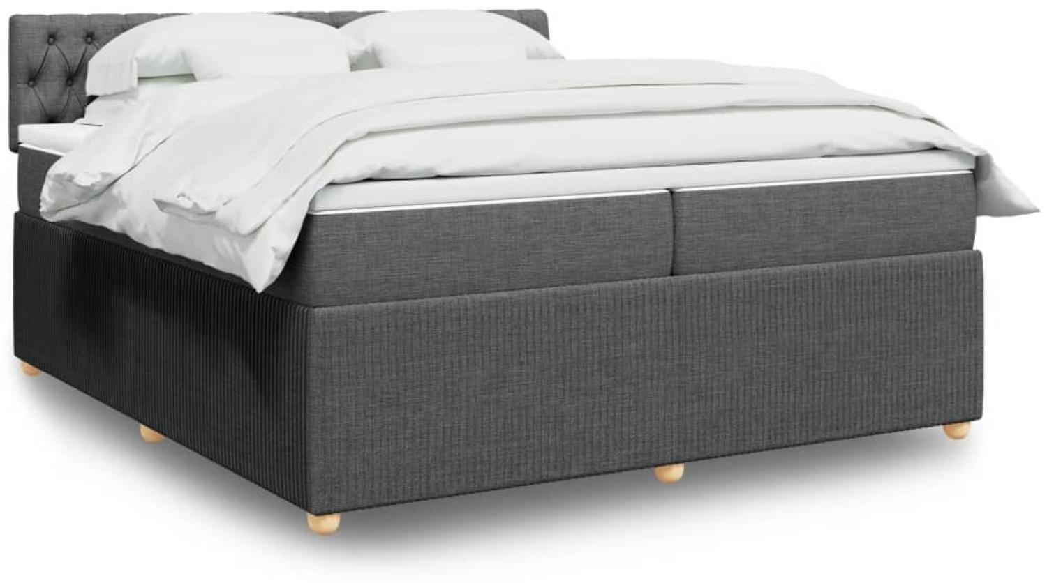 vidaXL Boxspringbett mit Matratze Dunkelgrau 200x200 cm Stoff 3289871 Bild 1