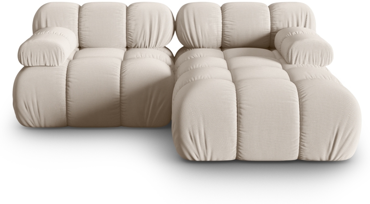 Micadoni Modulares Ecksofa Bellis 3-Sitzer Rechts 3D-Stoff Helles Beige Bild 1