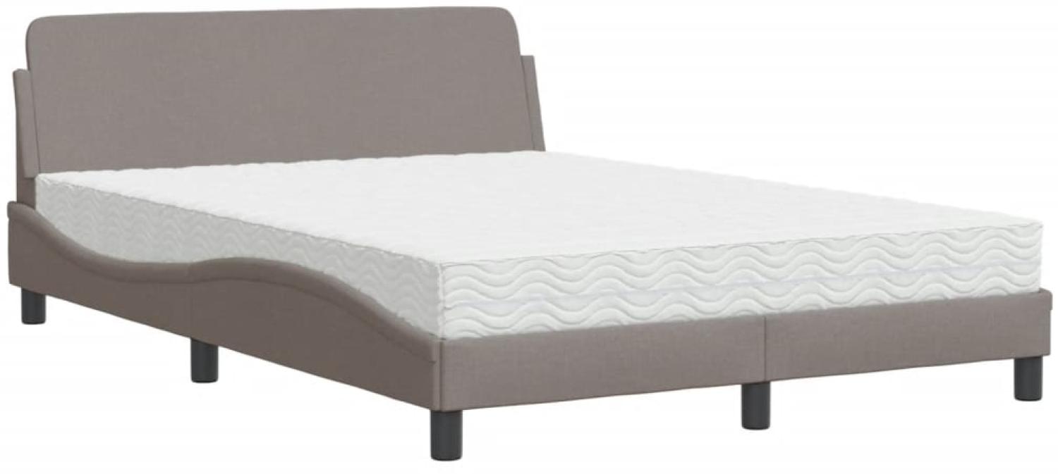 vidaXL Bett mit Matratze "Dover" Taupe 120x200 cm Stoff 3208368 Bild 1