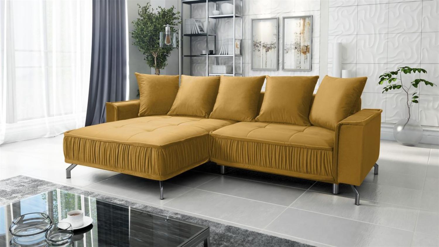 Ecksofa Schlafsofa Sofa FLORENCE Stoff Element Honiggelb Ottomane Links Bild 1