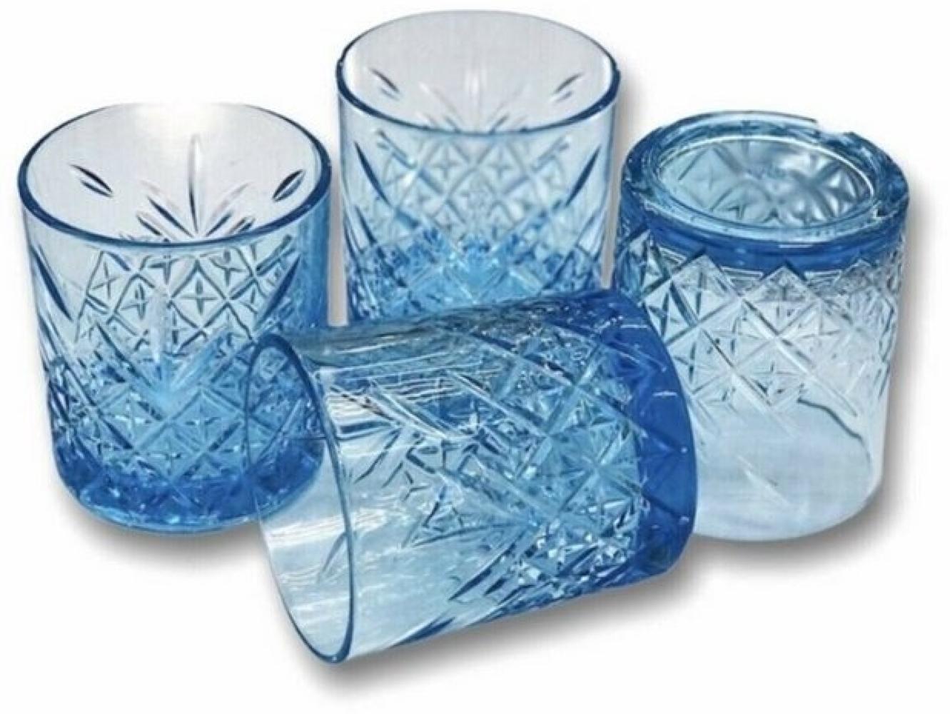 Pasabahce 52790 Whisky Glas Tumbler Timeless im Kristall-Design, Höhe 9,6 cm, 345 ml, 4 Stück, Retro-Design blau Bild 1