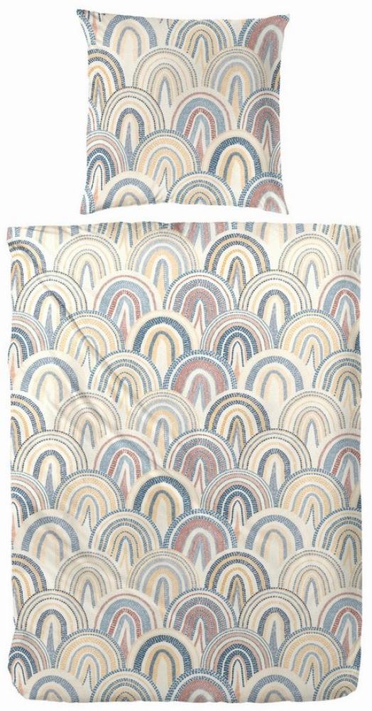 Primera Renforce Bettwäsche 135x200 Regenbogen Muscheln blau ocker rost 123098-73 Bild 1