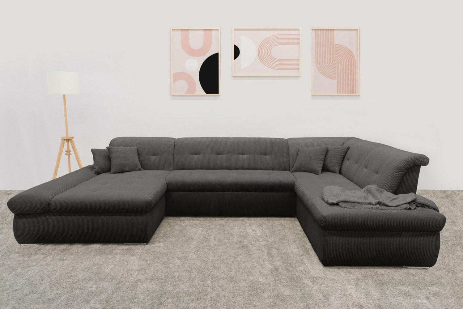 DOMO collection Wohnlandschaft Moric U-Form auch in Cord, im XXL-Format, wahlweise mit Bettfunktion und Armlehnenverstellung Bild 1