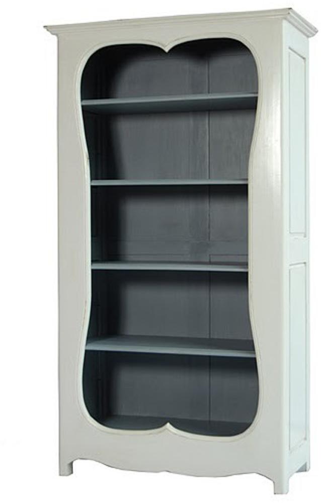 Casa Padrino Barock Bücherschrank Weiss / Grau B 110 x H 185 cm Bücherregal Regal Schrank Bild 1