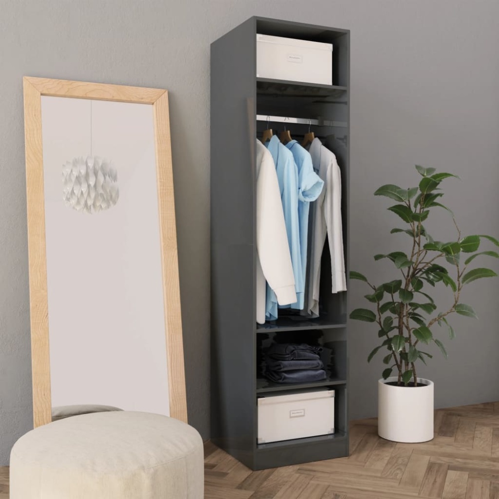 vidaXL '800242' Kleiderschrank, Spanplatte, Hochglanz-Grau, 50 × 50 × 200 cm Bild 1
