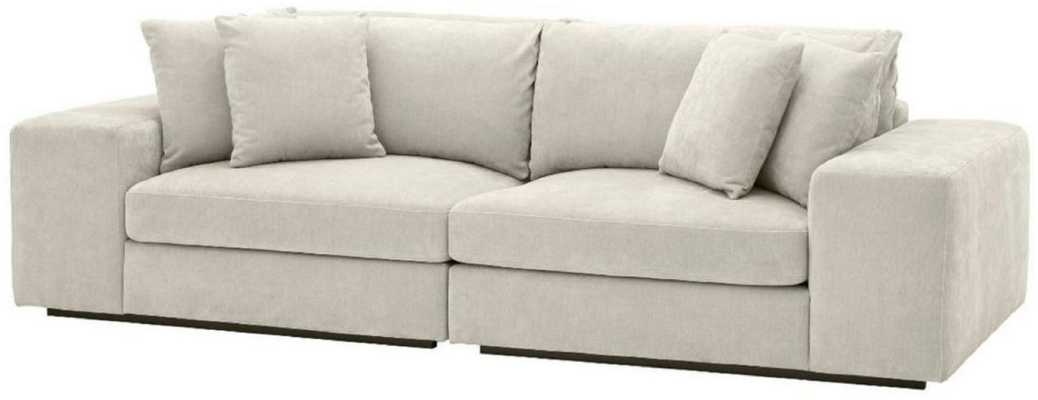 Casa Padrino Luxus Wohnzimmer Sofa mit Kissen Sandfarben / Schwarz 280x120 x H. 90 cm Bild 1