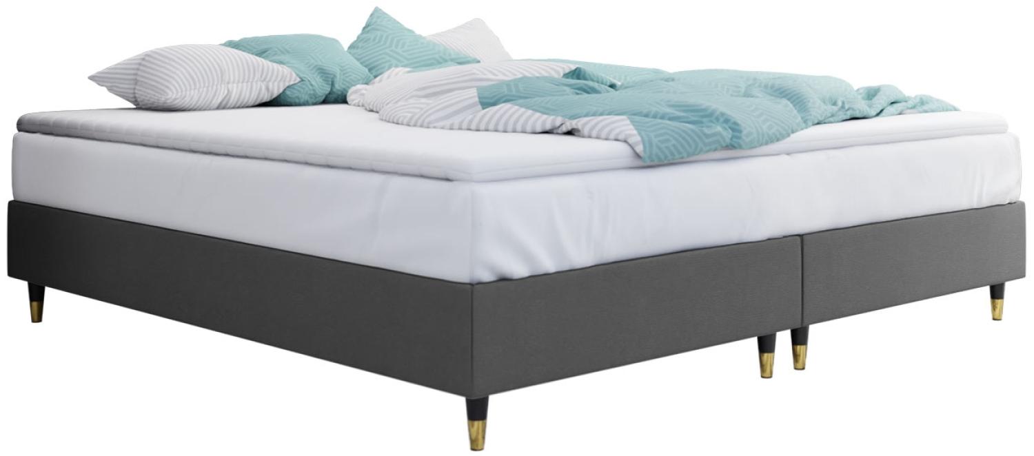 Boxspringbett Sauro Gold für Wandpaneel, Grau, 140 x 200 cm Bild 1