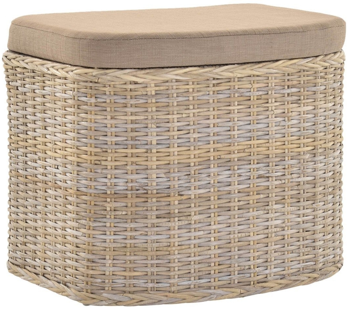 Krines Home Wäschetruhe Wäschekorb bauchig Sitz Truhe Sitzbank mit Deckel Sitzhocker Polster (Wäschebox mit Inlett), Sitzbank mit Stauraum Bild 1