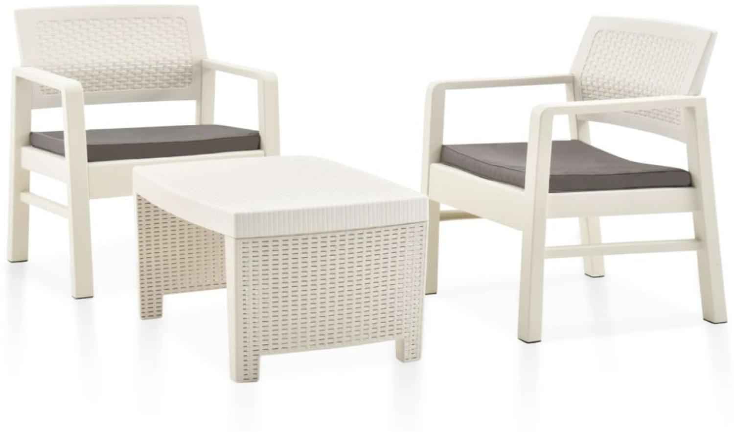 vidaXL 3-tlg. Garten-Lounge-Set Kunststoff Weiß 48823 Bild 1