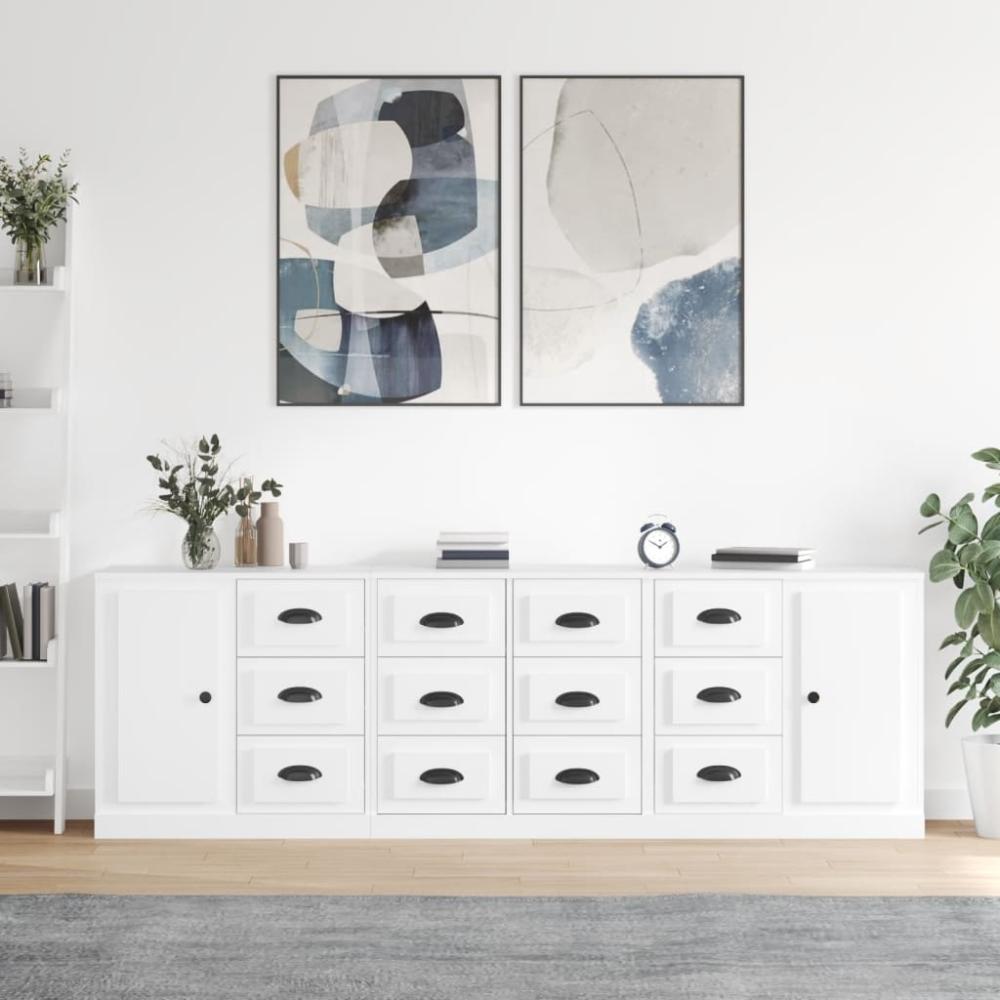vidaXL Sideboards 3 Stk. Weiß Holzwerkstoff 3185287 Bild 1