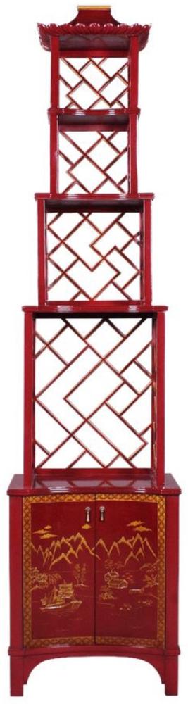 Casa Padrino Luxus Etagere im chinesischen Stil Rot / Gold 54 x 37 x H. 219 cm - Hotel & Restaurant Accessoires Bild 1