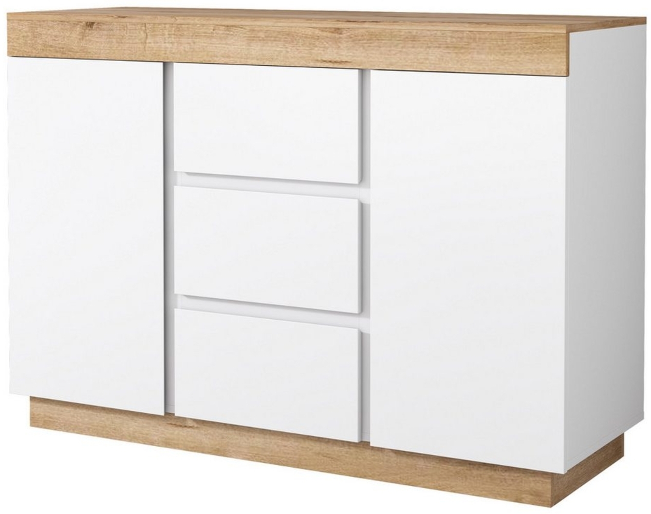 Flieks Kommode, Nachtschrank Sideboard mit 3 Schubladen und 2 Türen 120.5x40.2x82.5cm Bild 1