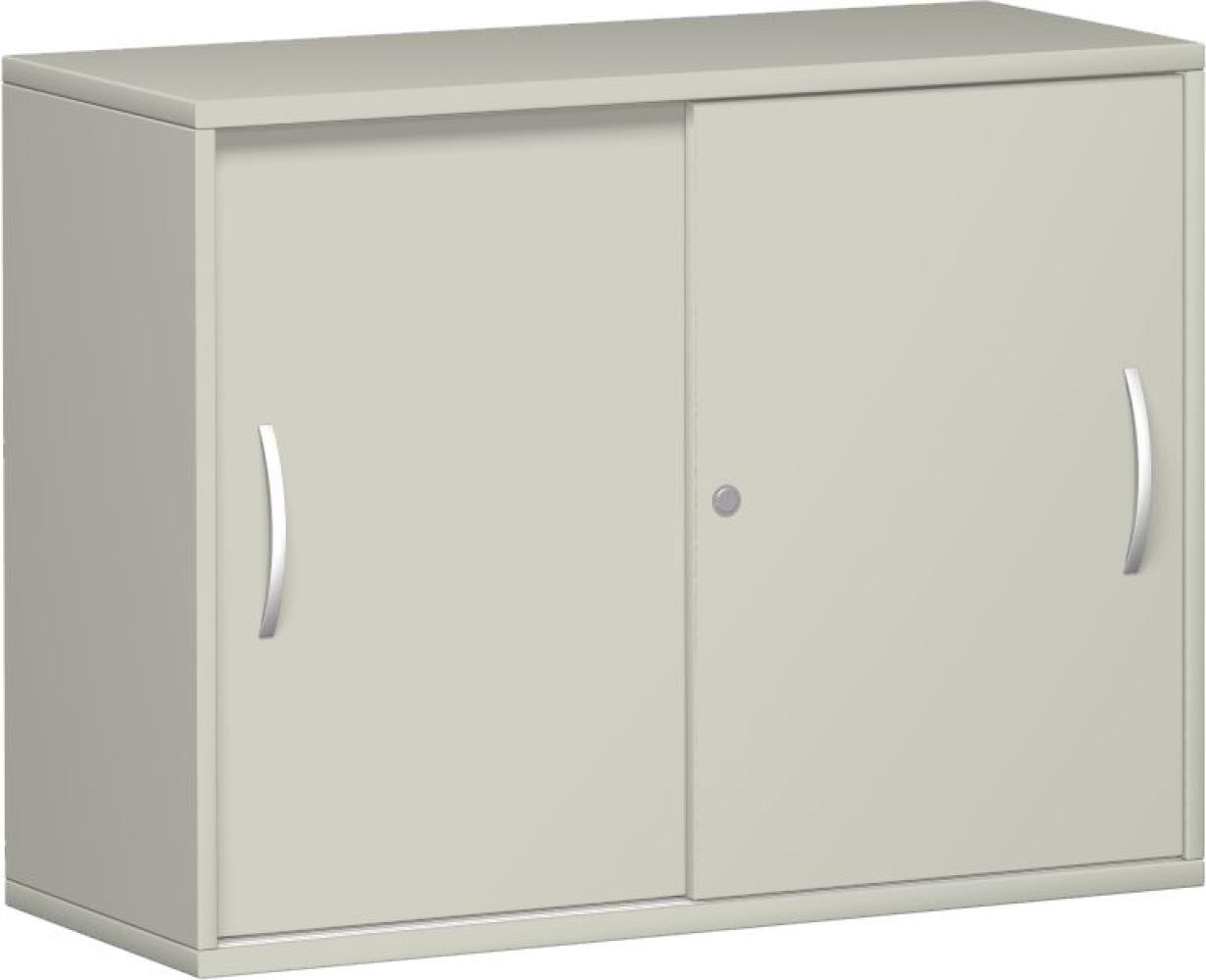 Schiebetürenschrank mit Mittelseite, 100x42x77cm, Lichtgrau Bild 1