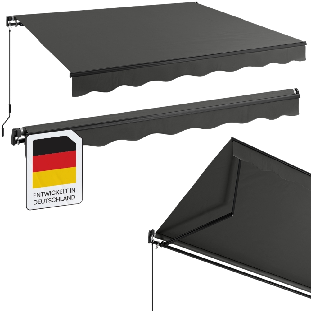 STEELSØN 'Kestria' Gelenkarmmarkise, 300x250 cm, anthrazit, wetterfest und blickdicht, Markise mit mit Aluminium-Kassette und Wandhalterung Bild 1