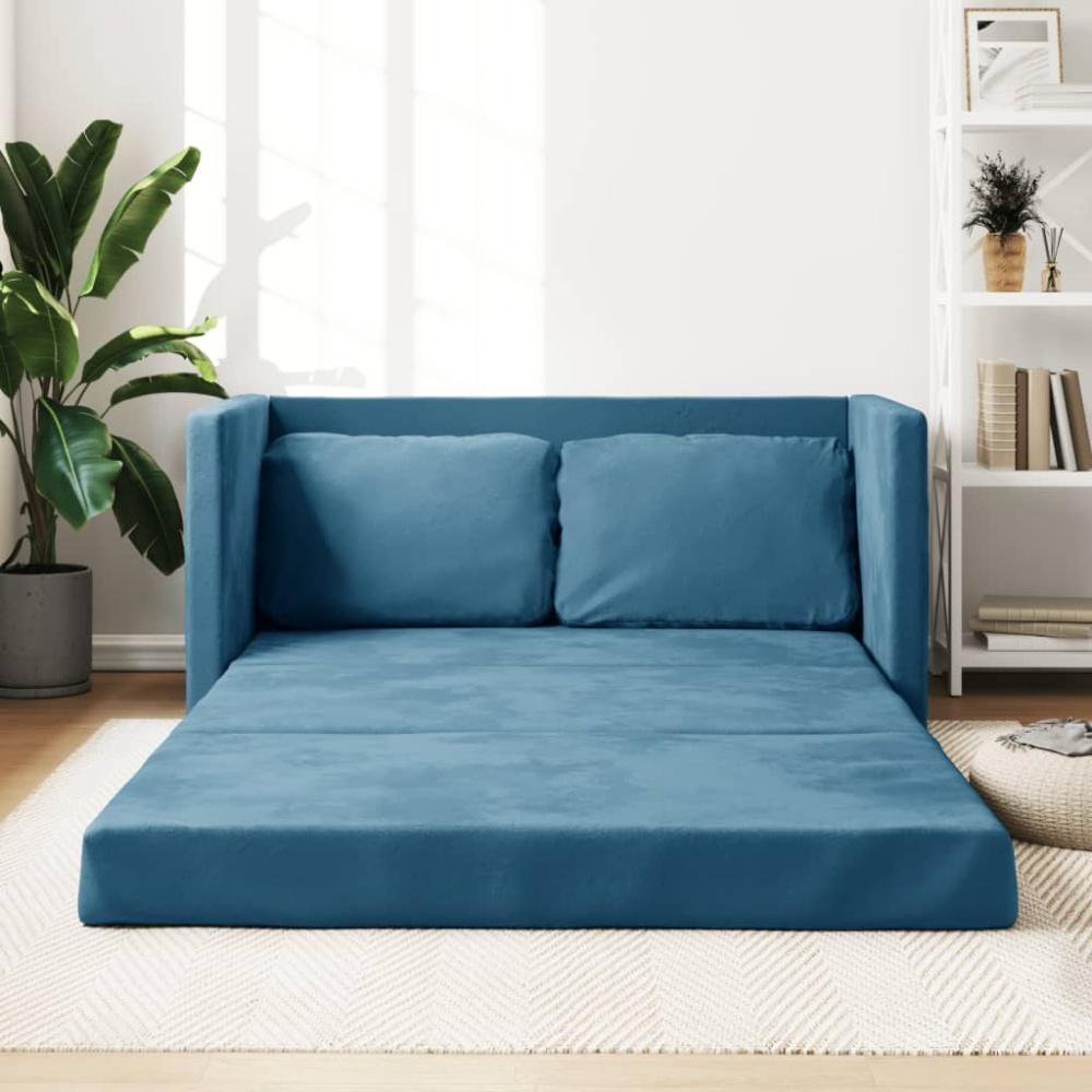 vidaXL Bodensofa mit Schlaffunktion Blau 122x204x55 cm Samt 353962 Bild 1