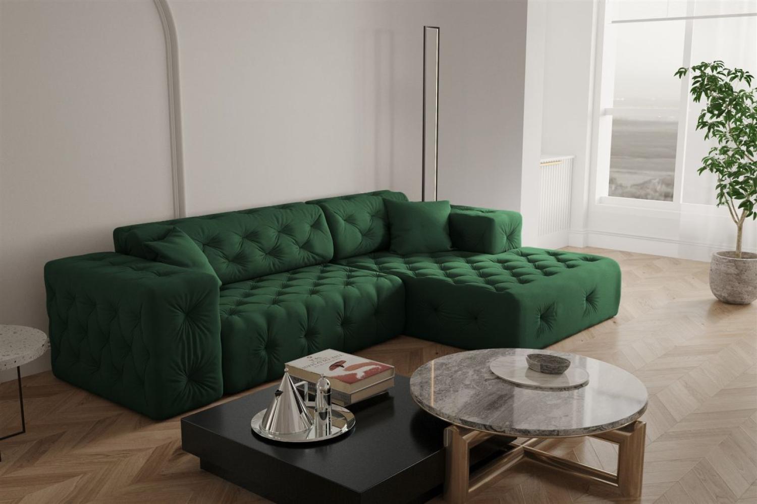 Ecksofa Designersofa CHANTAL in Stoff Opera Velvet Grün Ottomane Rechts Bild 1