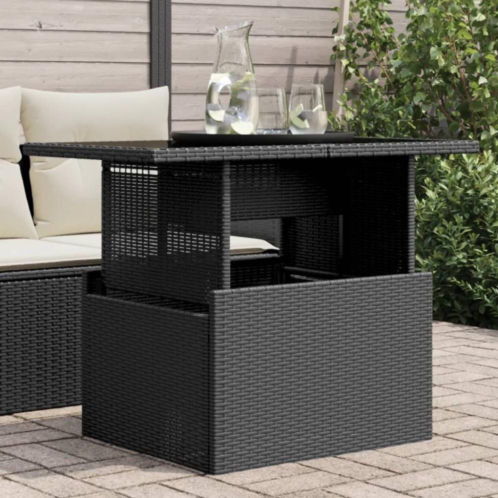 vidaXL Gartentisch mit Glasplatte Schwarz 100x55x73 cm Poly Rattan 365970 Bild 1