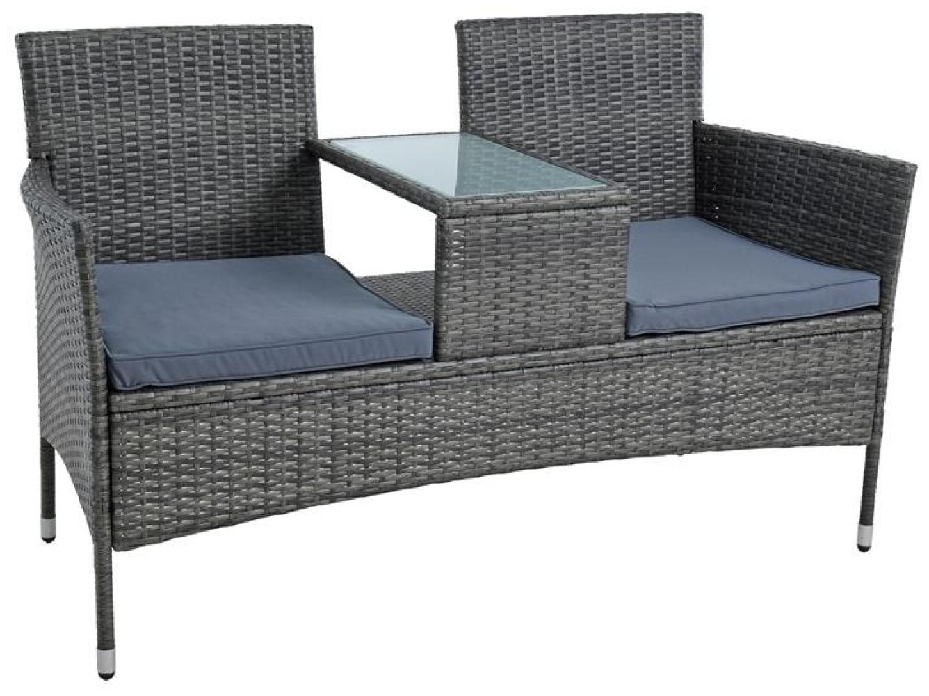 Polyrattan Gartenbank Bank Rattan Sitzbank 2-Sitzer Gartenmöbel Anthrazit-Grau Bild 1