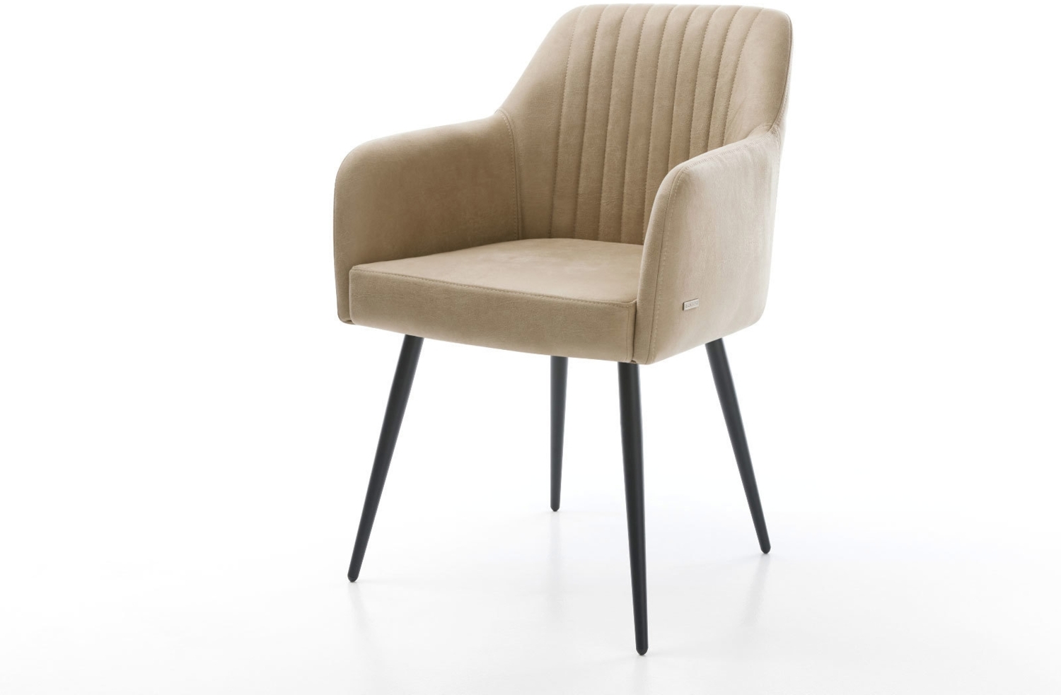 Esszimmerstuhl Greg-Flex Mikrofaser Beige Vintage 4-Fuß konisch Schwarz Taschenfederkern Bild 1