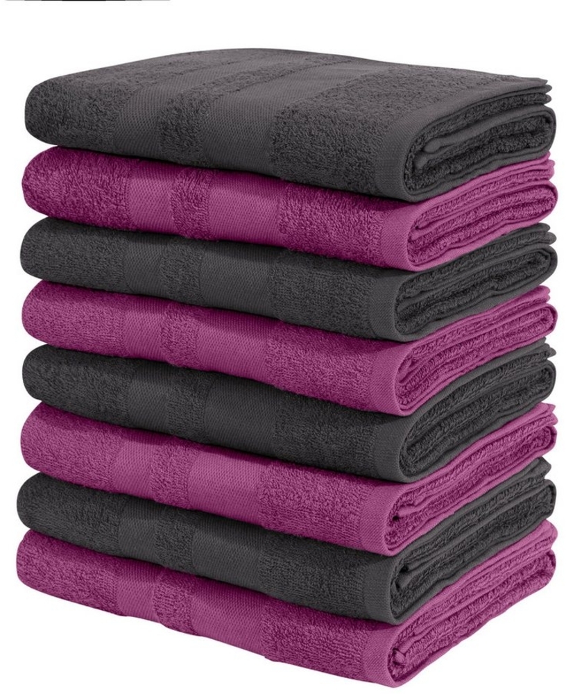 my home Handtücher Vanessa, als Set und Serie erhältlich, 8 Handtücher, 50x100cm, Walkfrottee (Set, 8-St), Handtücher mit Bordüre, 100% Baumwolle, einfarbig, weich Bild 1