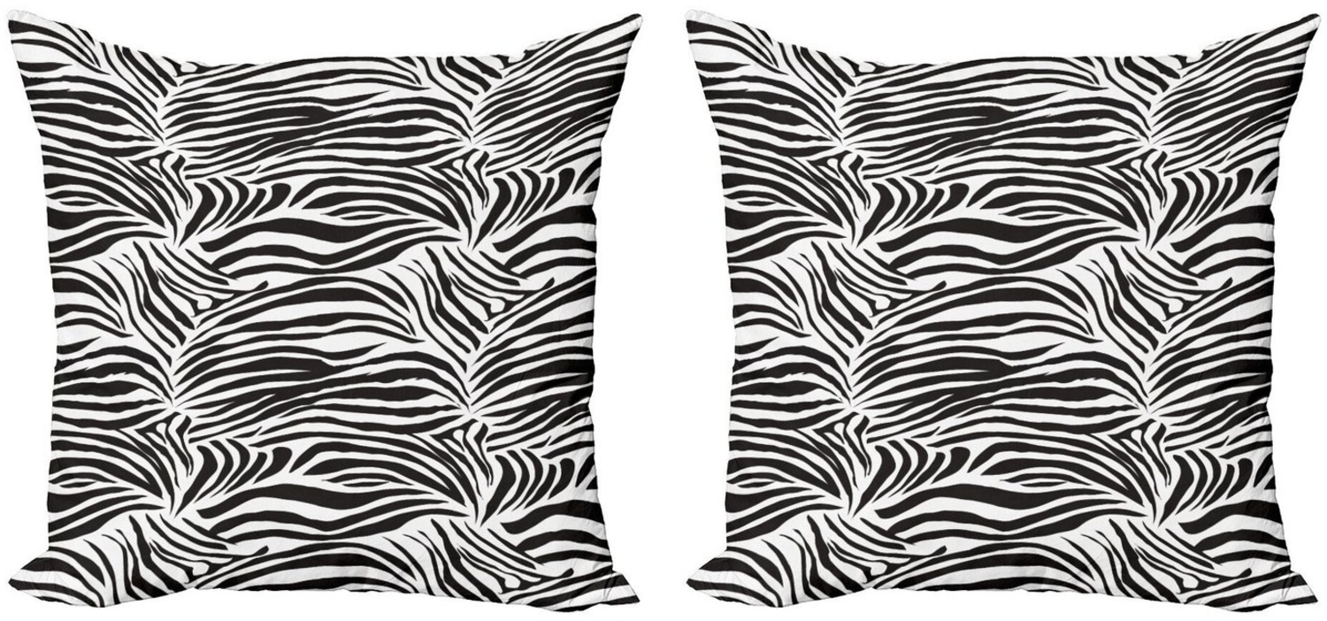 Abakuhaus Kissenbezüge Modern Accent Doppelseitiger Digitaldruck, (2 Stück), Schwarz-Weiss Wilde Zebra-Linien Bild 1