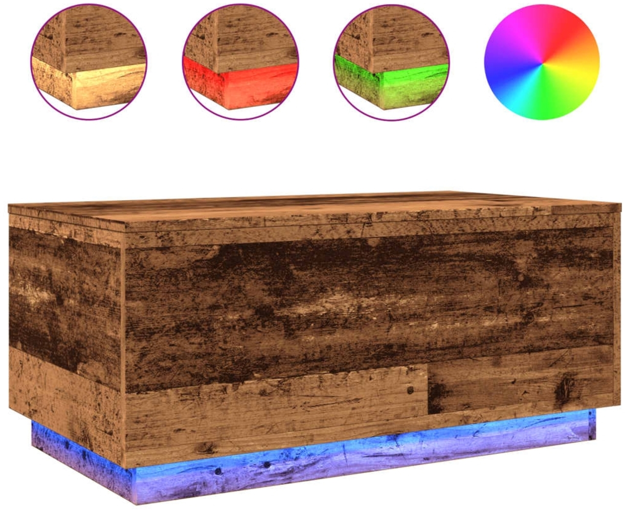 vidaXL Couchtisch mit LED-Leuchten Altholz-Optik 90x50x40 cm 857722 Bild 1