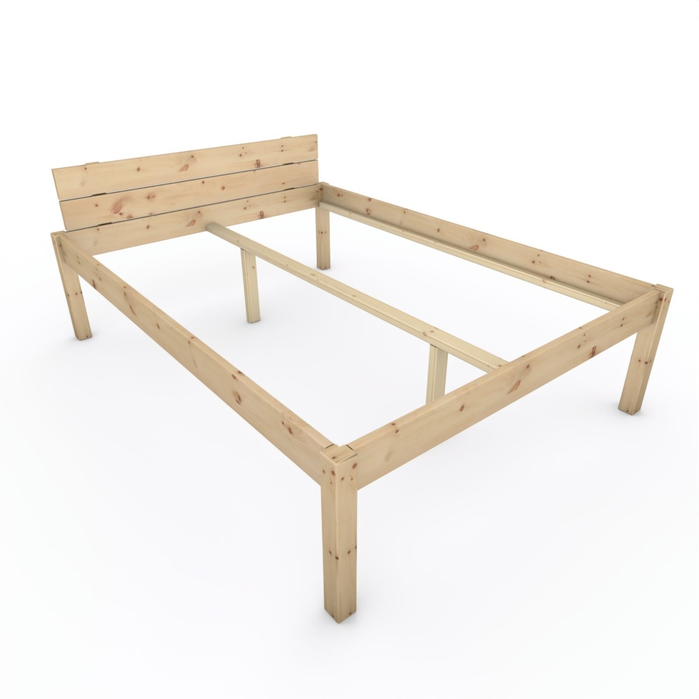 Pfostenbett "metallarm" Zirbe Holzbett "Daybett" 160 x 220cm 58cm Doppelbett Bild 1