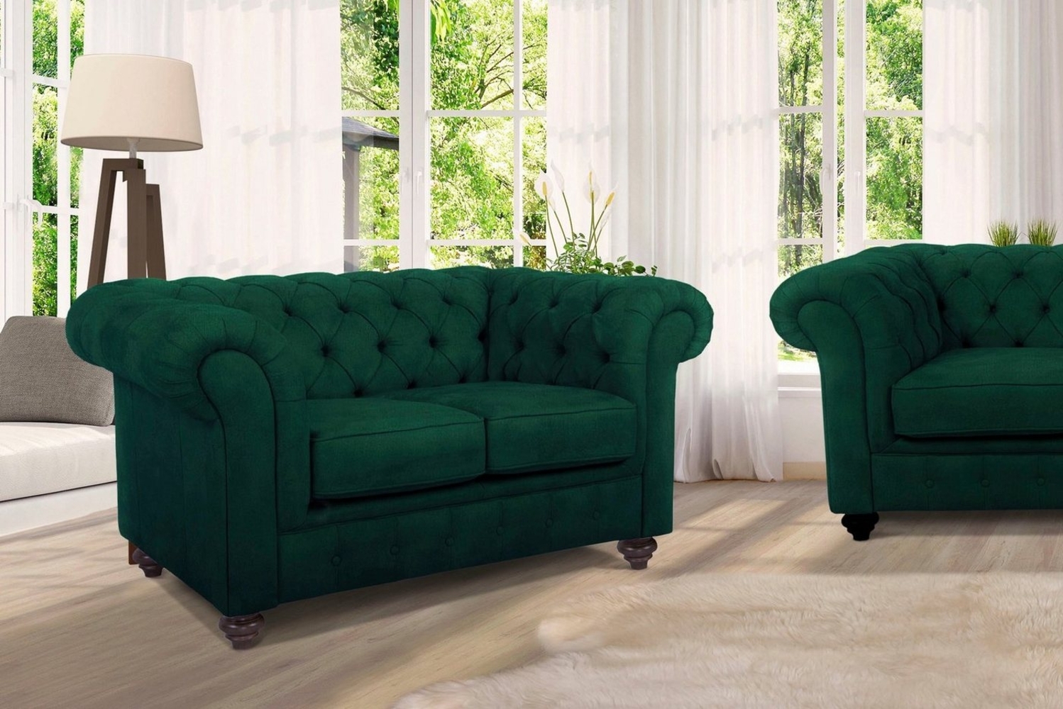 Home affaire Chesterfield-Sofa Duc 2-Sitzer, hochwertige Knopfheftung im Rücken, Samtoptik mit changierender Optik Bild 1