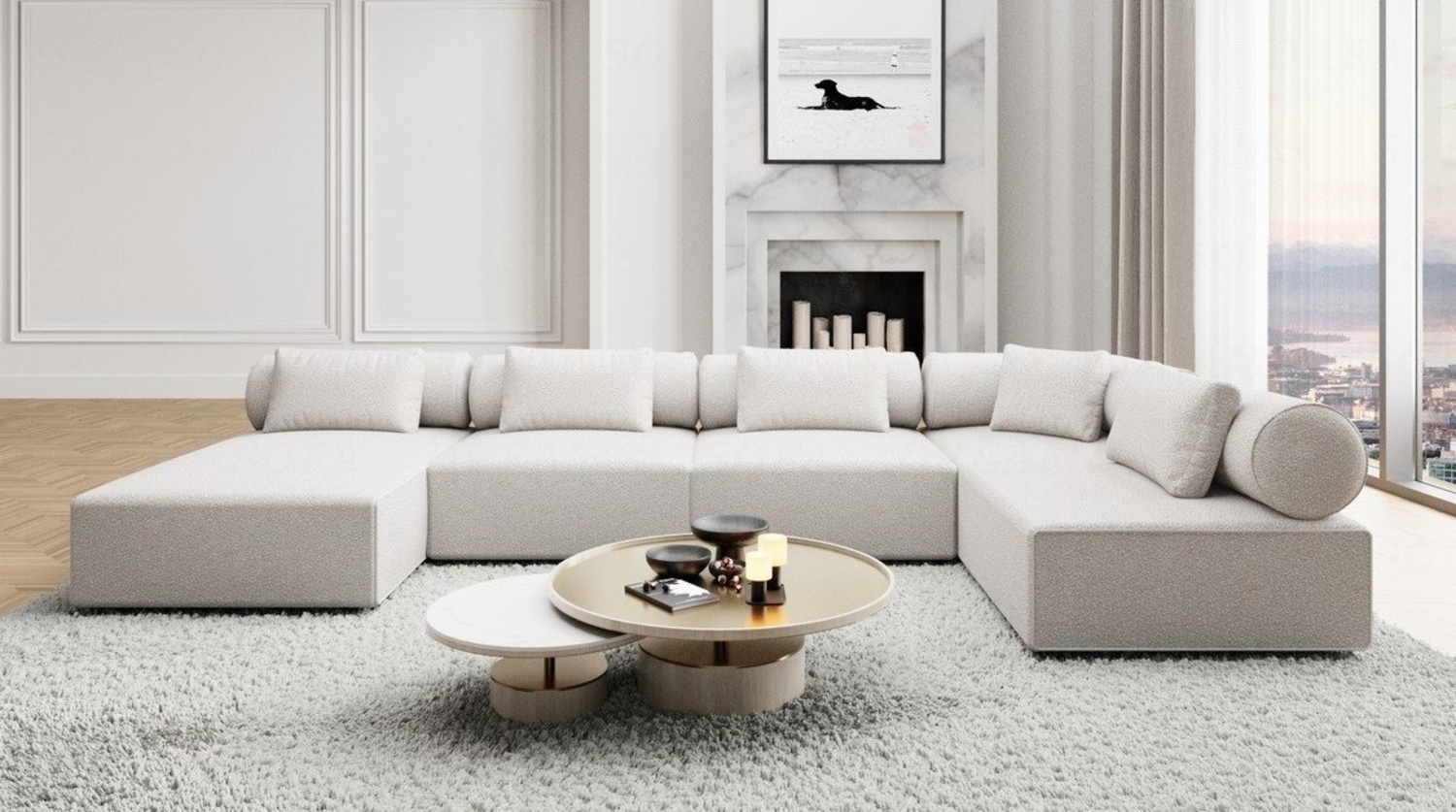 Sofa Dreams Wohnlandschaft Polster Luxus Sofa Stoff Wohnlandschaft Laguardia U Form Polstersofa, Loungesofa Bild 1